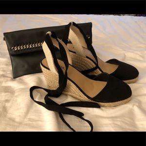 Black ankle tie espadrilles